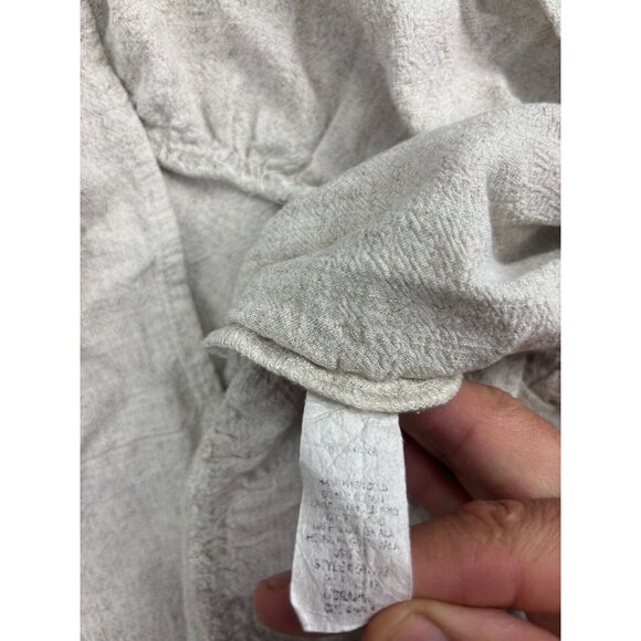 Ces Femme Dress Women's L Beige Button Up Pockets 100% Cotton Midi Ruffle - Picture 7 of 9